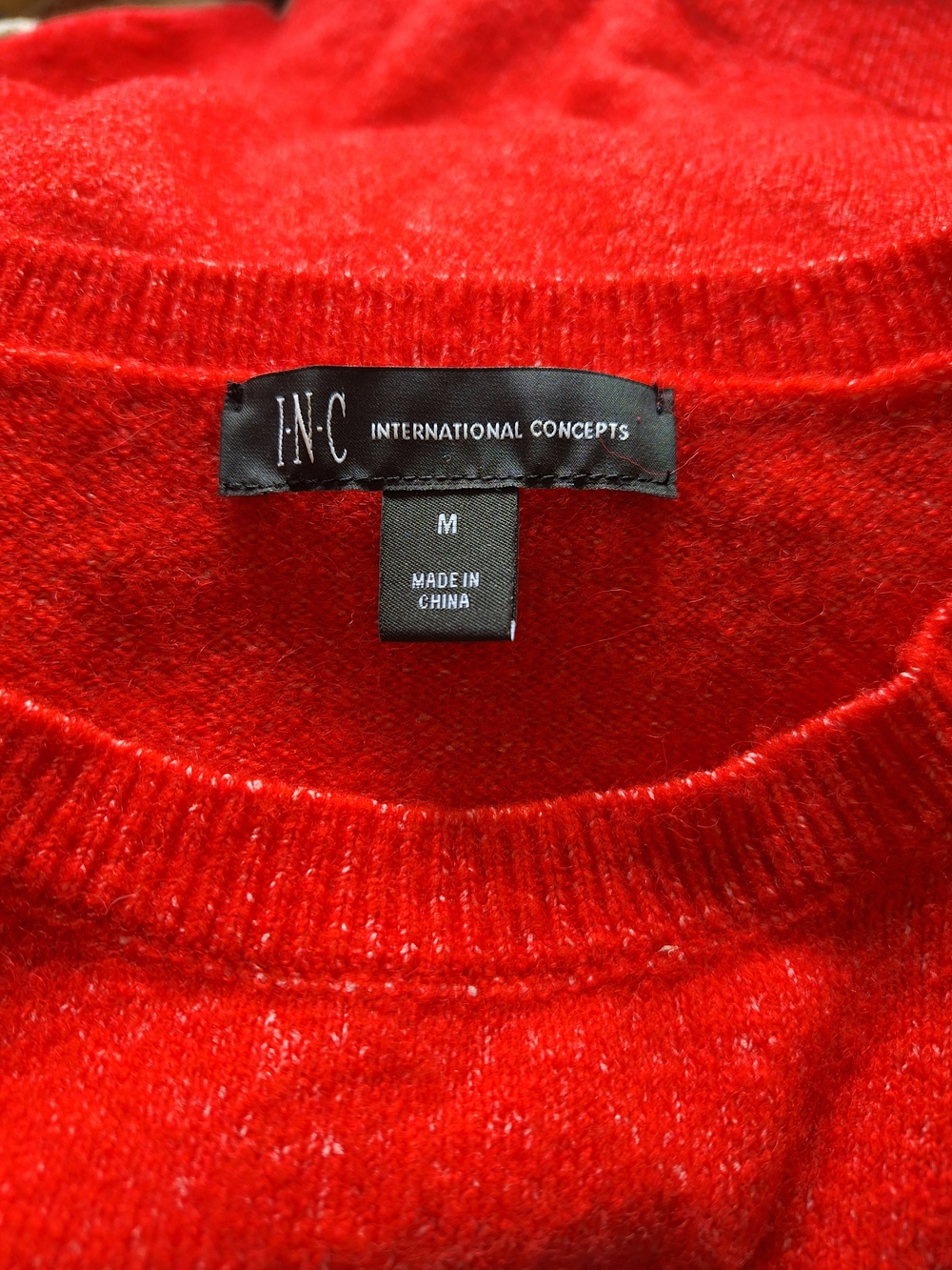 INC International Concepts Bright Red Crewneck Sweater